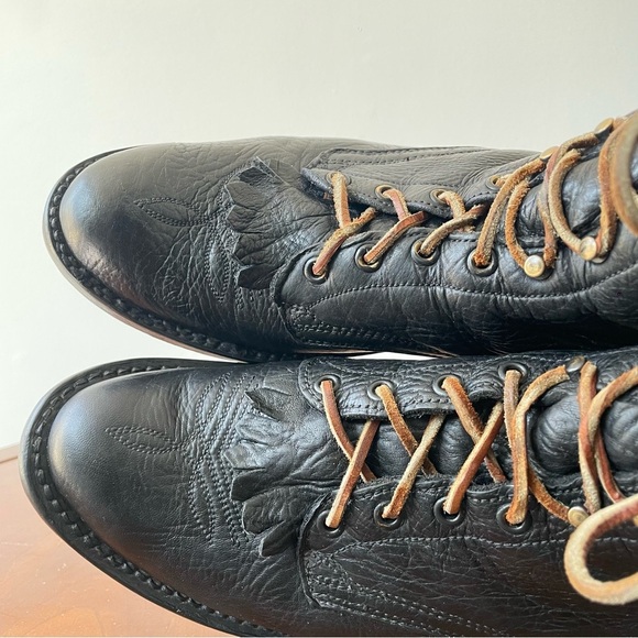 Nick’s Handmade Black Leather Lacer Kiltie Cowboy Boots | US 11.5 - Picture 5 of 9